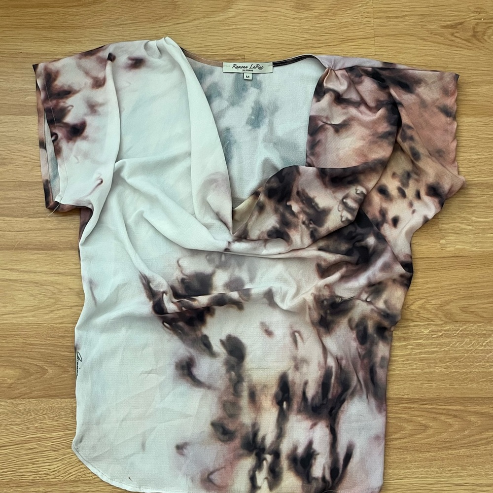 Arianne White and Brown Asymmetrical Blouse